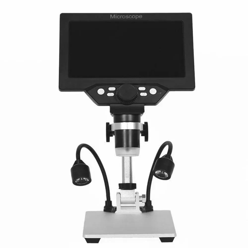 G1200 7-Inch Digital Microscope 1200x Continuous Zoom HD 12MP Industry Microscope Adjustable Stand Built-in Battery Magnifier 6