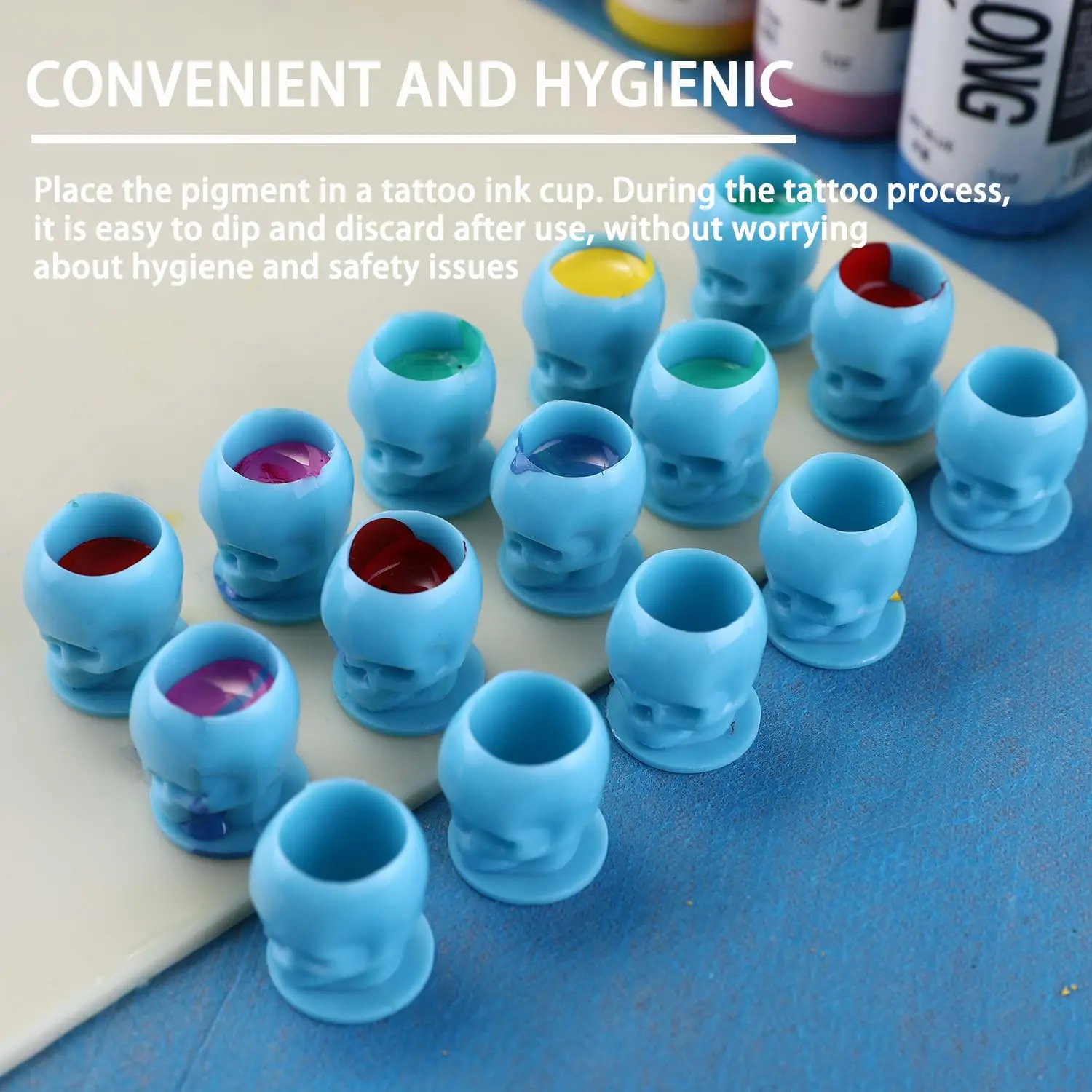 50/100/200pcs 15 styles Disposable Microblading Tattoo Ink Cups Permanent Makeup Pigment Holder Container Cap Tattoo Accessories 2