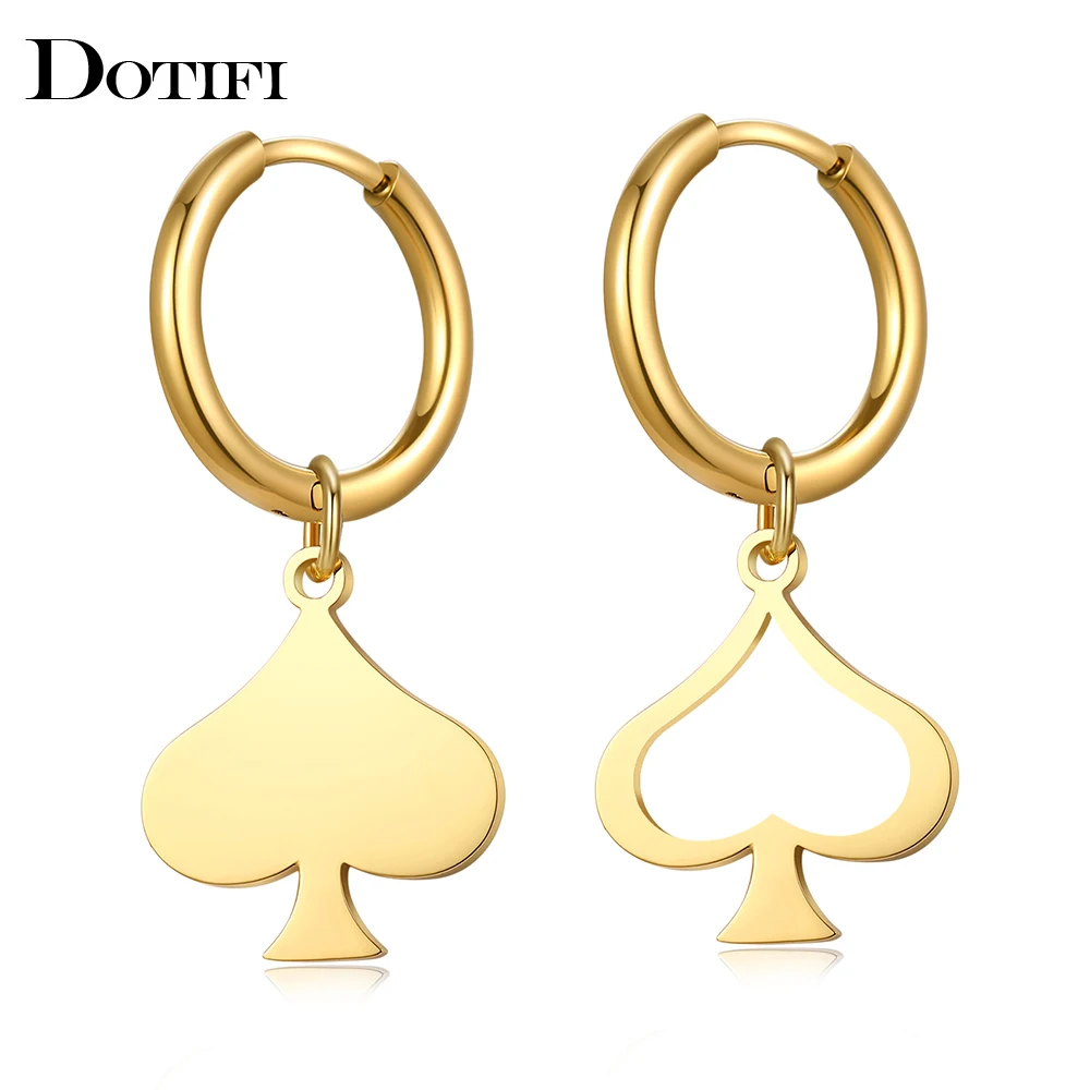 StainlessSteelEarringsPokerHeartsSpadesStylePendantsSimple