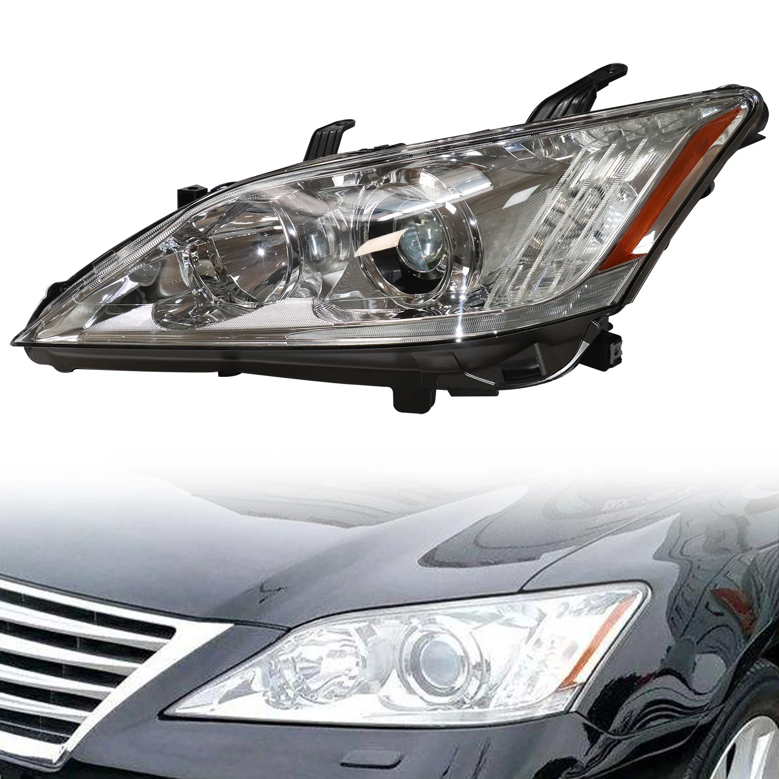 Left Side Headlight Durable Driver Side Headlight For 2010 2011 2012 HID/Xenon Lexus ES350 Sedan 3.5L Chrome NEW