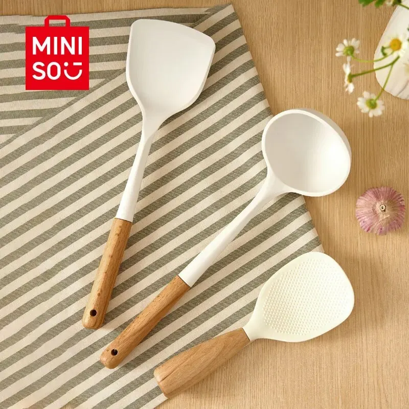 Miniso 식품 등급 실리콘 요리 뒤집개, 붙지 않는 냄비 뒤집게, 가정용으로 적합 고온 저항. 베스트셀러 