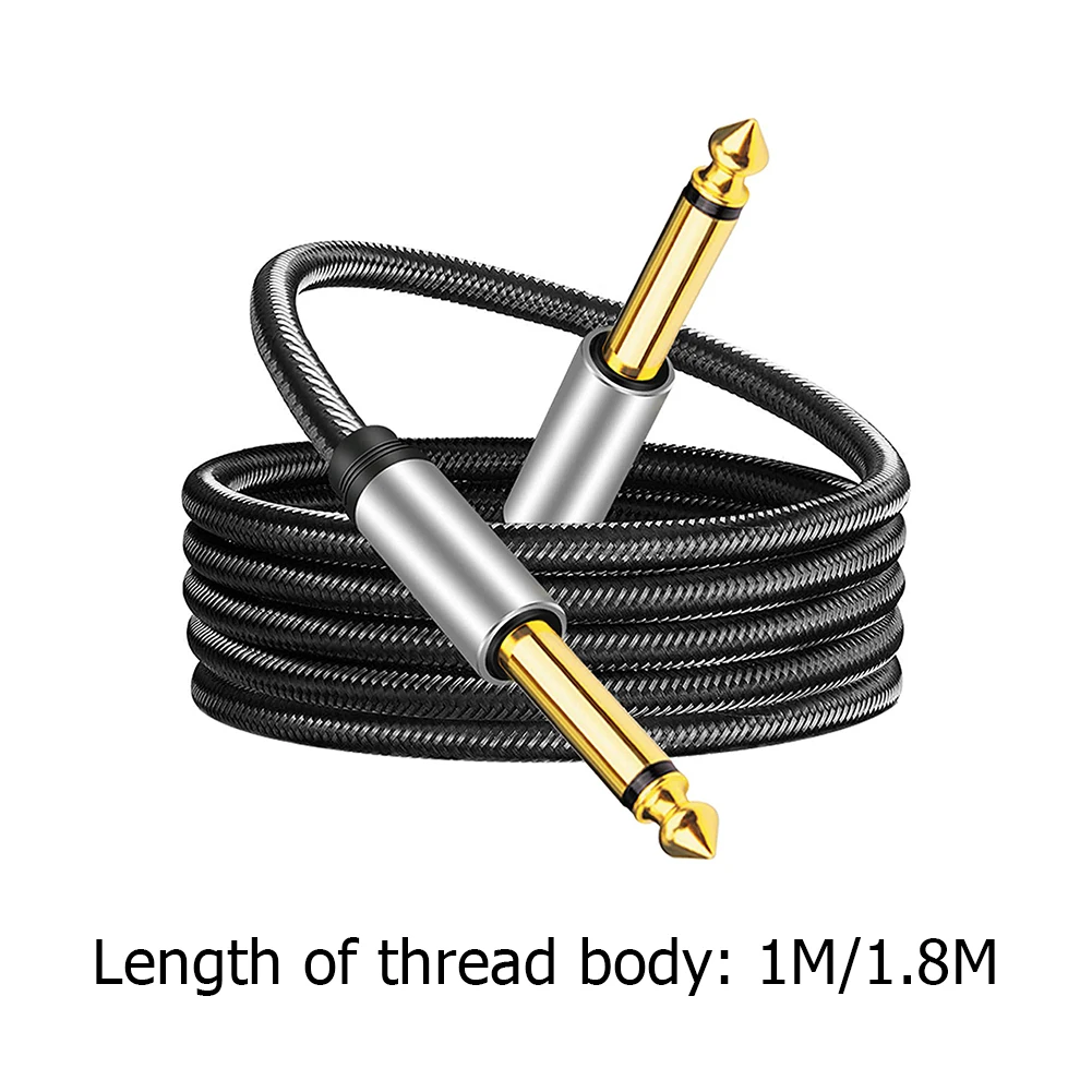 6.35mm Mono Jack Gold-plated 6.35 Male To Male Aux Cord Nylon Braid TRS Connector Low Noise Resistance for Multimedia Speakers