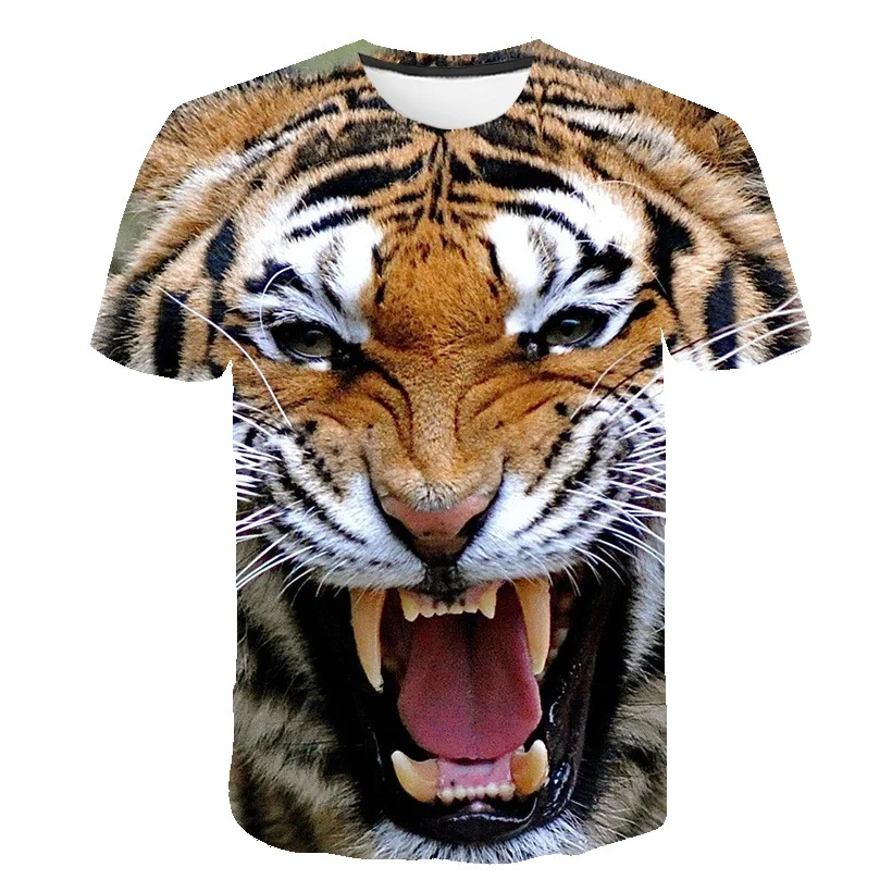 

Summer Men'S Animal Tiger 3d Graphic T-Shirt Personality Comfortable Casual Street Baggy O-Collar Top