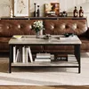 Coffee Table for Living Room with Slatted Sides Frame, Modern Farmhouse Living Room Table 2