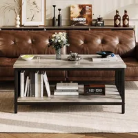 Coffee Table for Living Room with Slatted Sides Frame, Modern Farmhouse Living Room Table 2