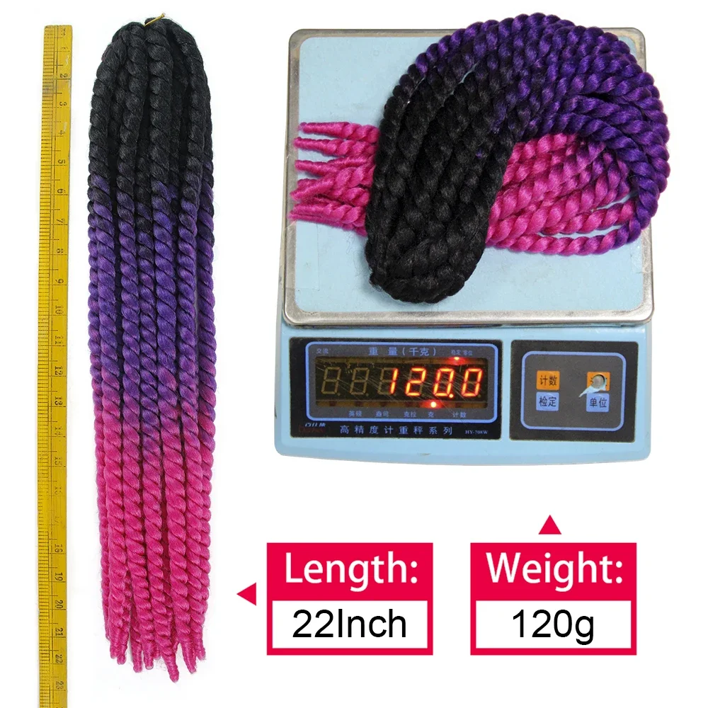 Senegalese Twist Hair Jumbo Twist Braids Crochet Briads 22 inch 120g Ombre Synthetic Crochet Hair Braiding Hair For Black Women