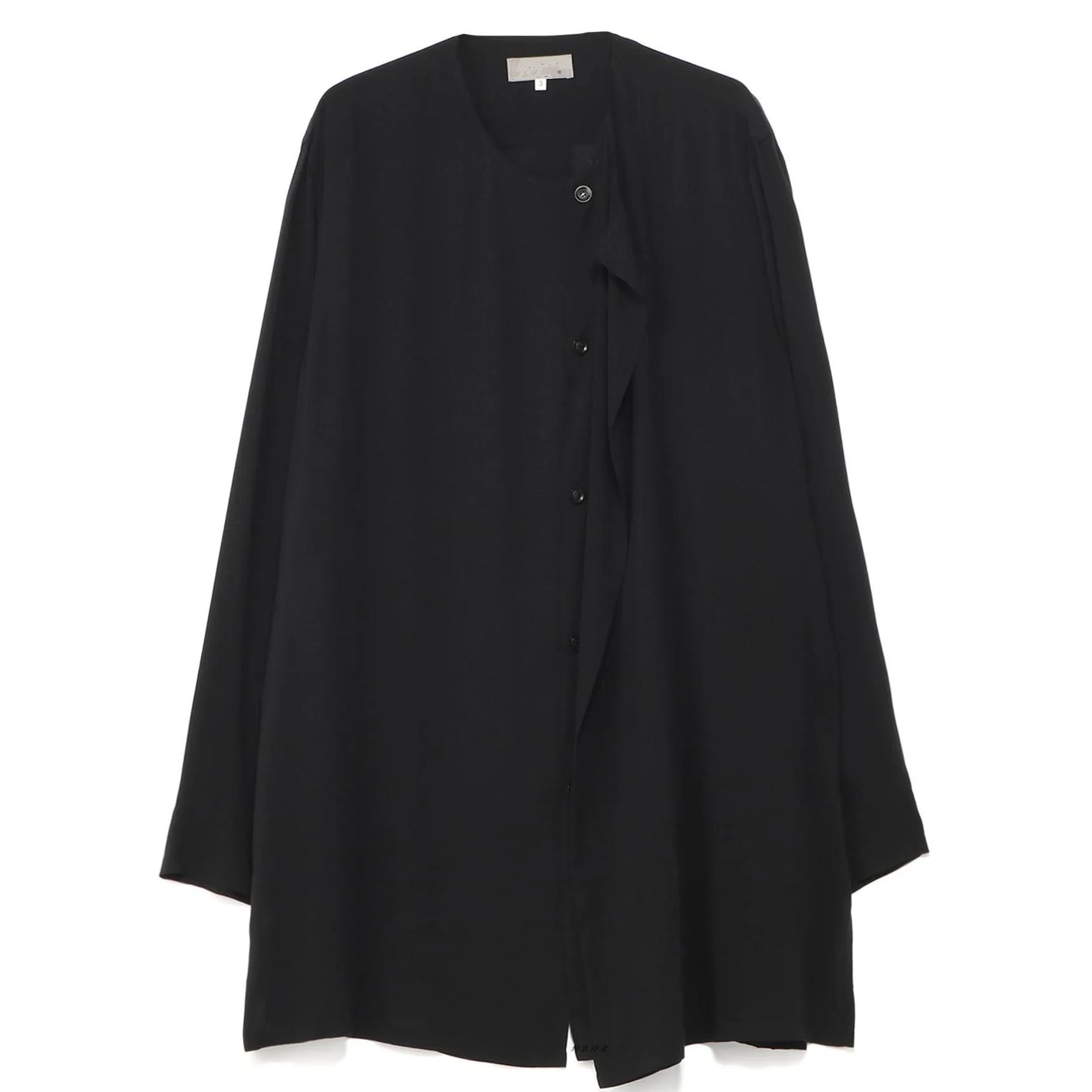 New Men'S Yamamoto Rayon Shirt Single-Breasted Tops Clothing Male Fashion Casual Long Sleeve Design Collar Mens Dress Shirts