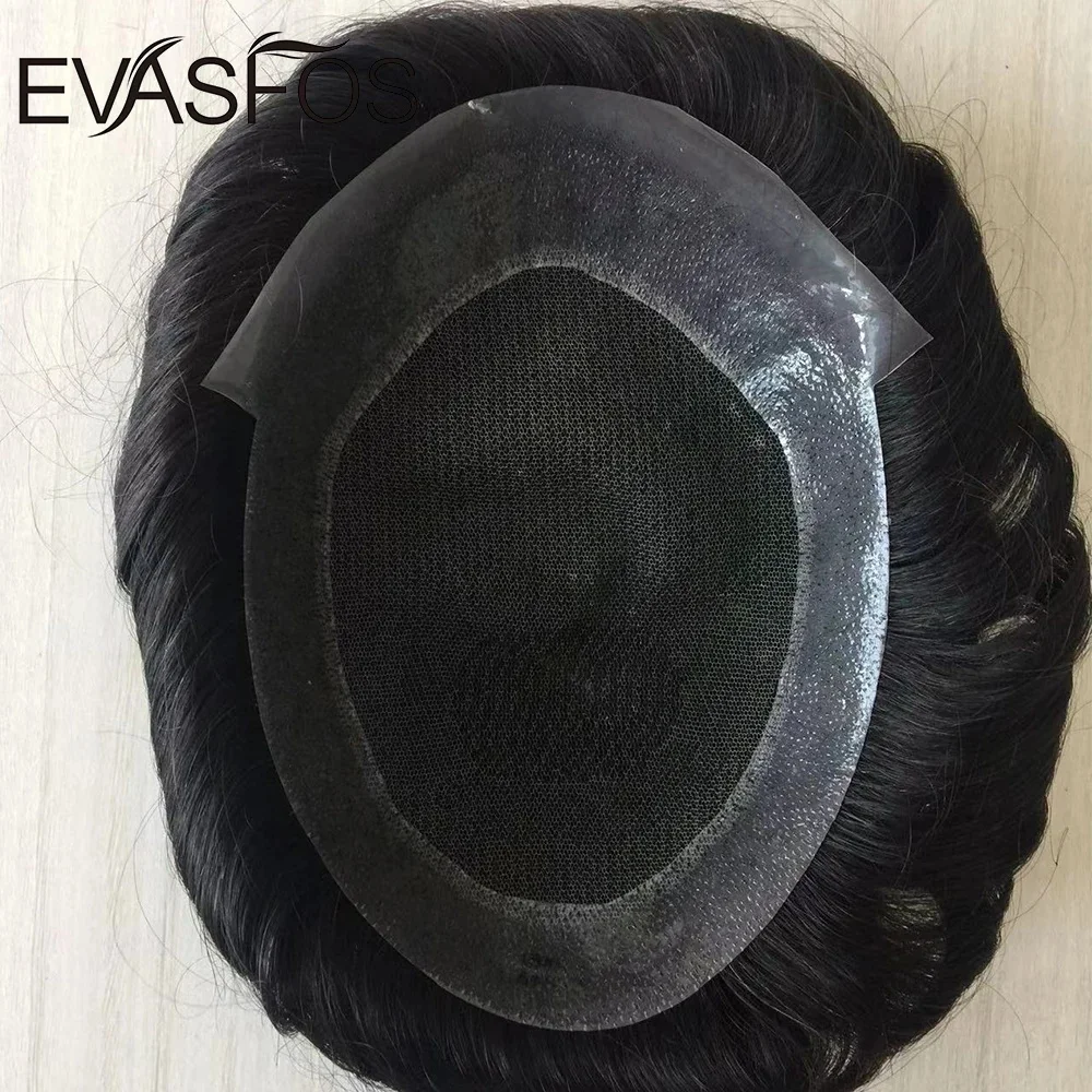 Breathable Australia Toupee Men Swiss Lace and PU Base Wig For Men European Hair Replacement System Unit For Hair Prosthesis