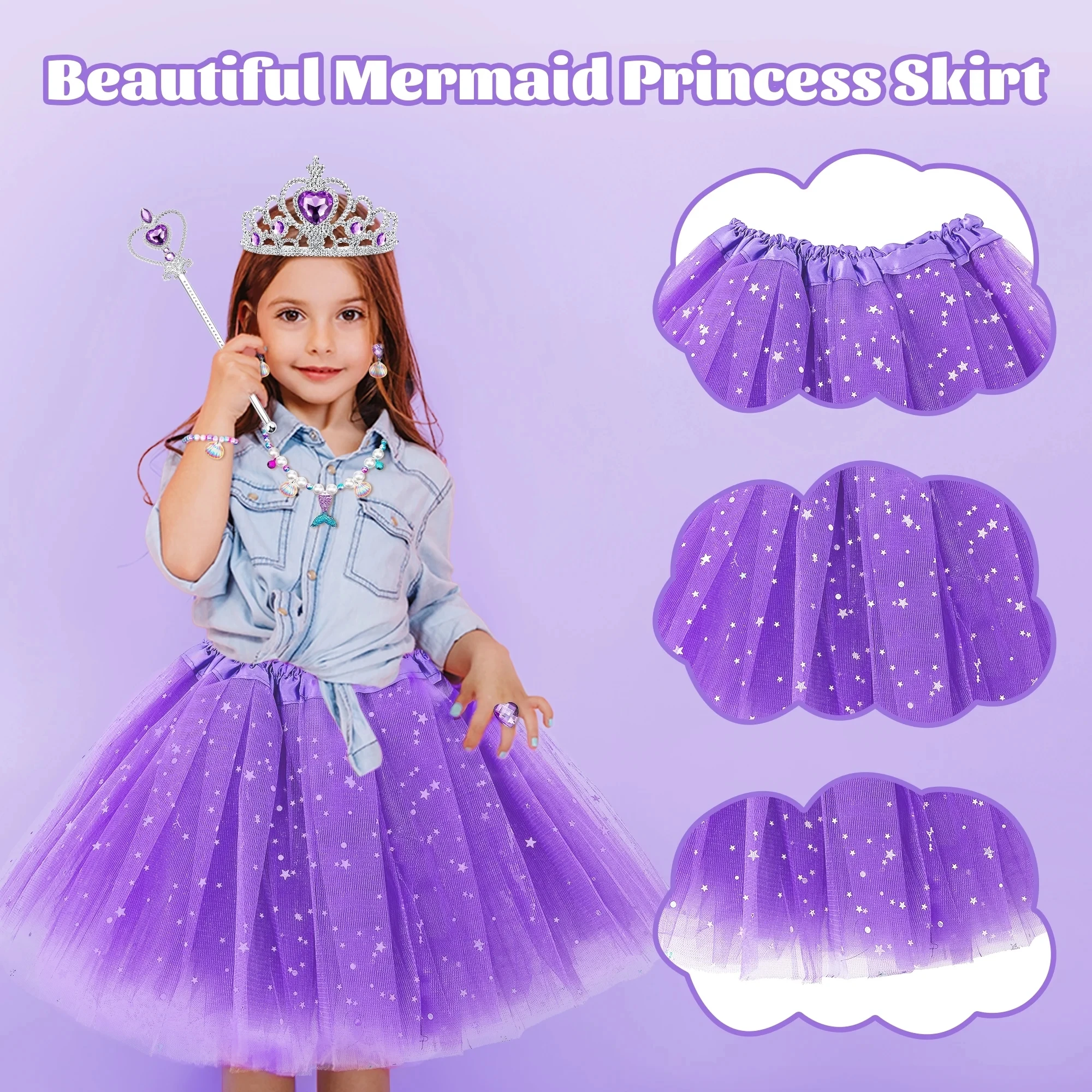Girl Princess Toy, Dress Up Toy Set for Little Girls, Jewelry, Crown and Shoes, Princess Pretend Play Toy Gift For 2 3 4 5 6 2
