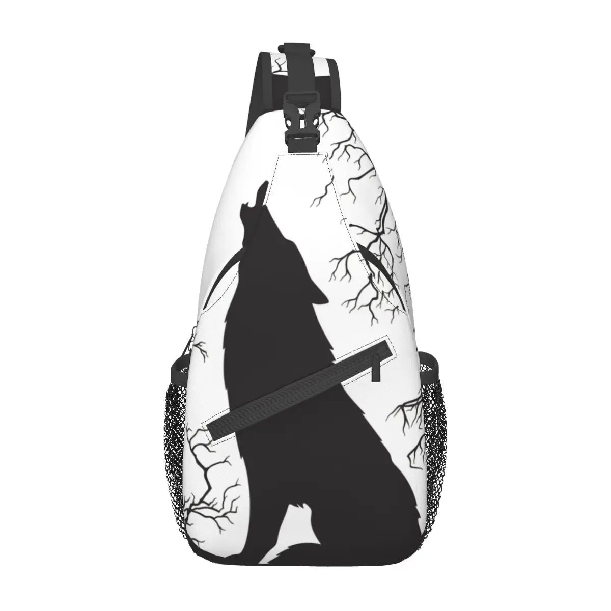 

2023 Chest Bag Men's Casual Messenger Bag Fashion Women Chest Bag Wolf Howling At The Moon Handbag Travel Phone Bag