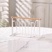 Household Glass Wooden Rack Water Storage Drying Rack Tea Cups Drain Shelf Desktop Cups Organizing Rod Kitchen Accessories 1