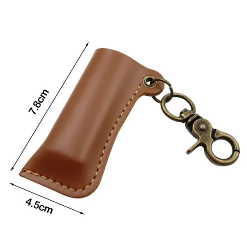 Elegant Retro PU Leather Lighter Case - Stylish Protective Shell with Keychain Attachment