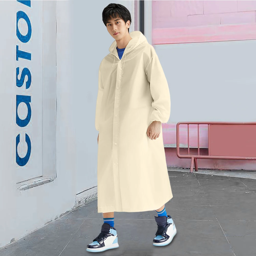 Disposable Waterproof Rain Coat Windproof Hooded Rain Poncho Drawstring Long Hooded Rain Coats Portable for Camping Hiking
