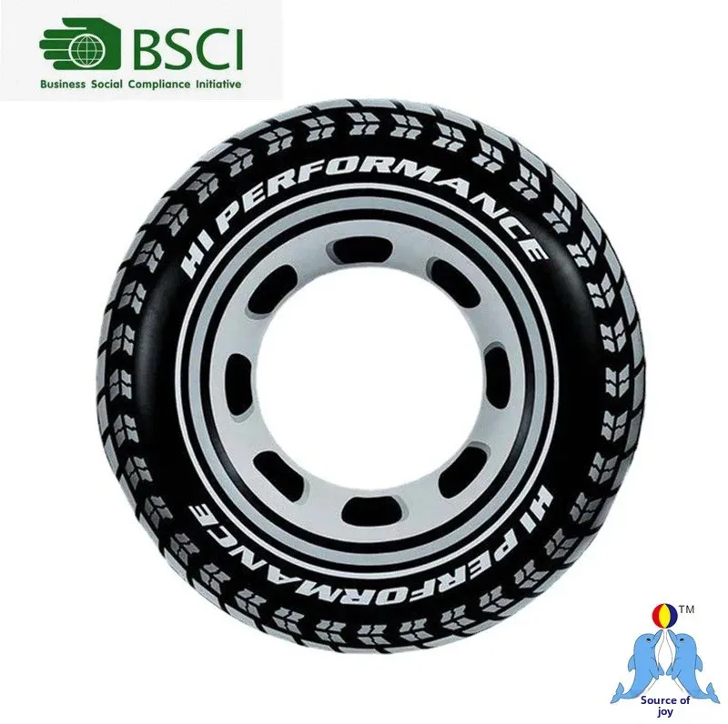 New Adult Swimming Ring With Tire Pattern Handle Thickened PVC Pool Safety Ring Home Use Swimming Equipment Learning To Swim Rin