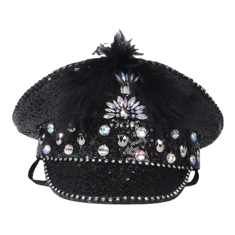 

Элегантная свадебная шляпа с блестящим хрусталем Капитанская шляпа для фотокарнавалов оптом