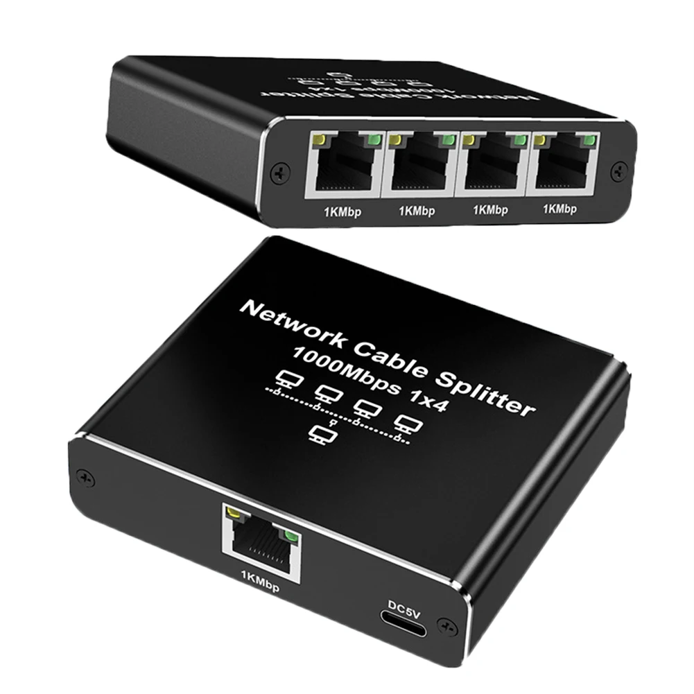 MZX 1 in 4 out 1000Mbps Gigabit Network Hub RJ45 Ethernet Splitter Connector 1000M Networking Adapter PC Computer Cat6/7/8 Cable - Imagen 6