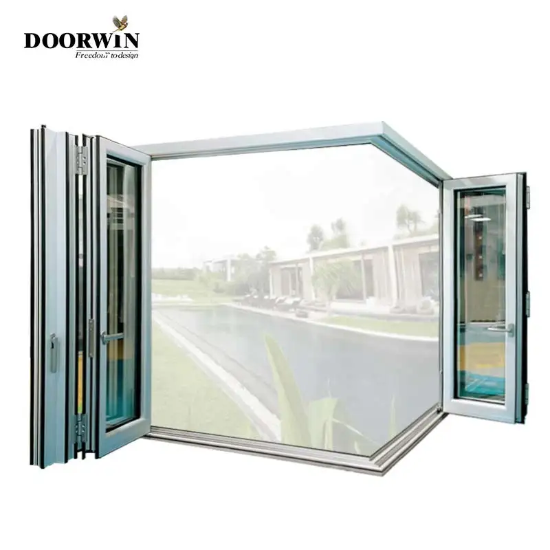 

Modern Double Glazed Aluminum Exterior Folding Windows Balcony Hurricane Impact Horizontal Opening