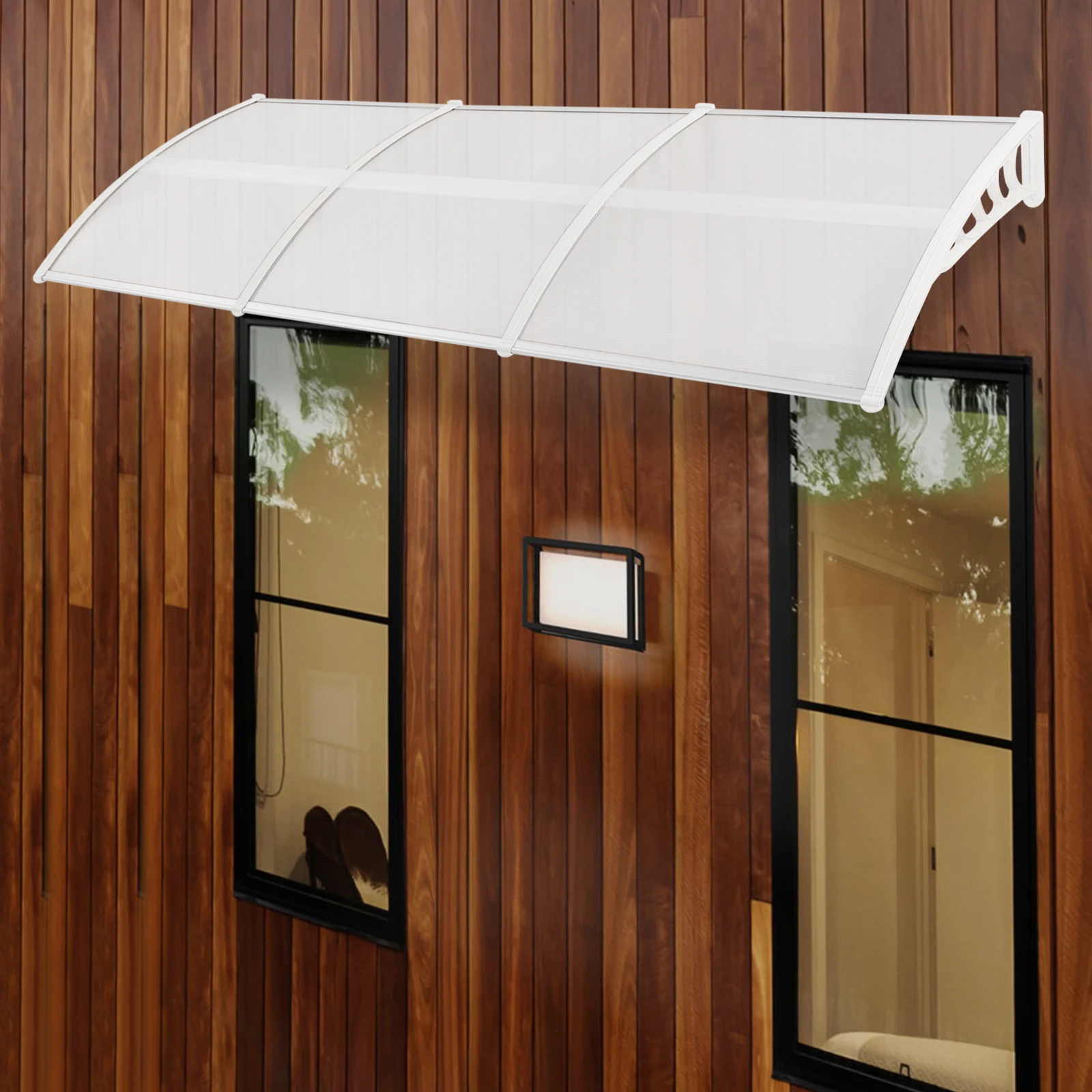 Transparentes Bogen-Vordach 90*300 cm Haustür-Vordach Außenfenster-Markise, Vordach mit Vordachüberdachung, Sonnenschutz und Regenschutz – Detail 4