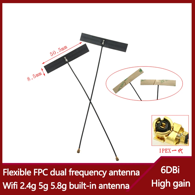 

Новая встроенная антенна Wi-Fi 2,4g FPC rg1.13 cable10cm с высоким коэффициентом усиления 6 дБи 5,8g Гибкая FPC Двухчастотная антенна IPEX 3M наклейки