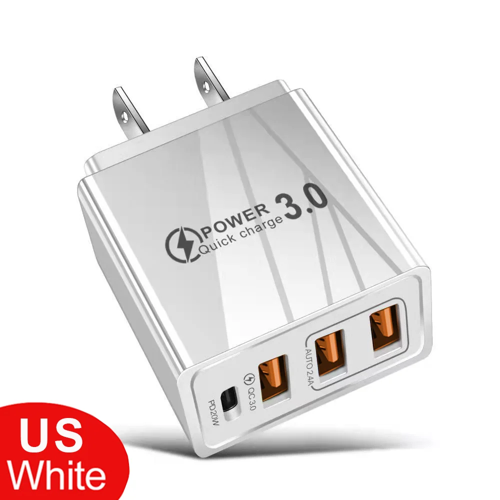 48w 3usb carregador rápido tipo c qc 3.0 carregador de parede portátil pd carga rápida ue/eua plug para samsung huawei xiaomi telefone adaptador parede