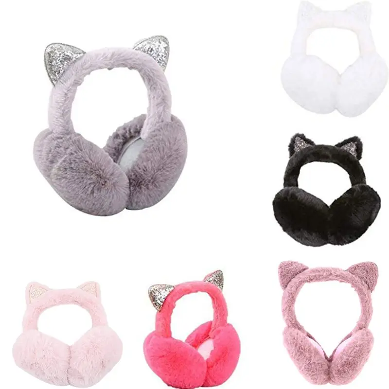 

Women Cartoon for Cat Ears Design Windproof Warm Adjustable Earmuffs
