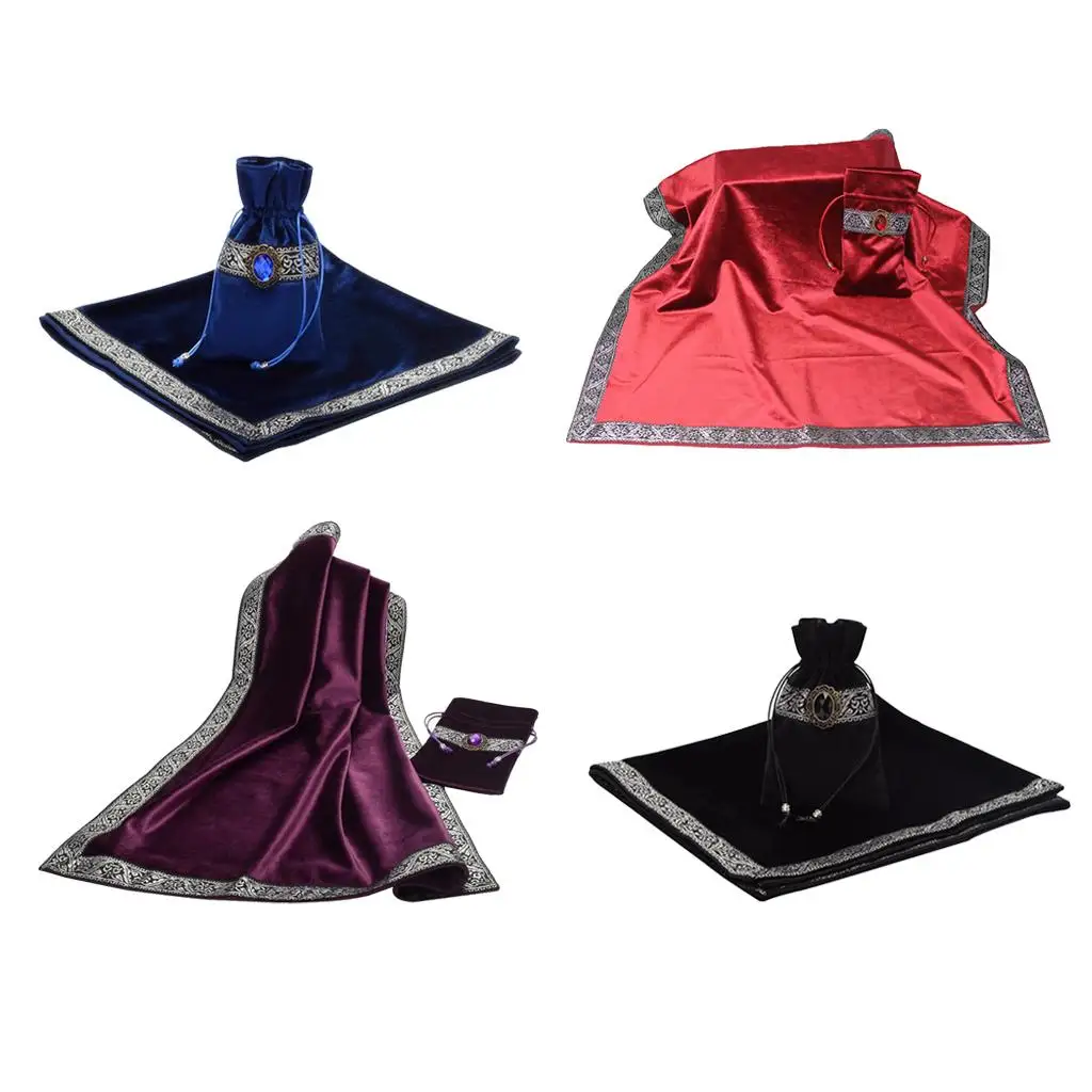 Tarot Table Cloth/Bag Decor Divination Velvet Square Tablecloth Pouch Ornaments