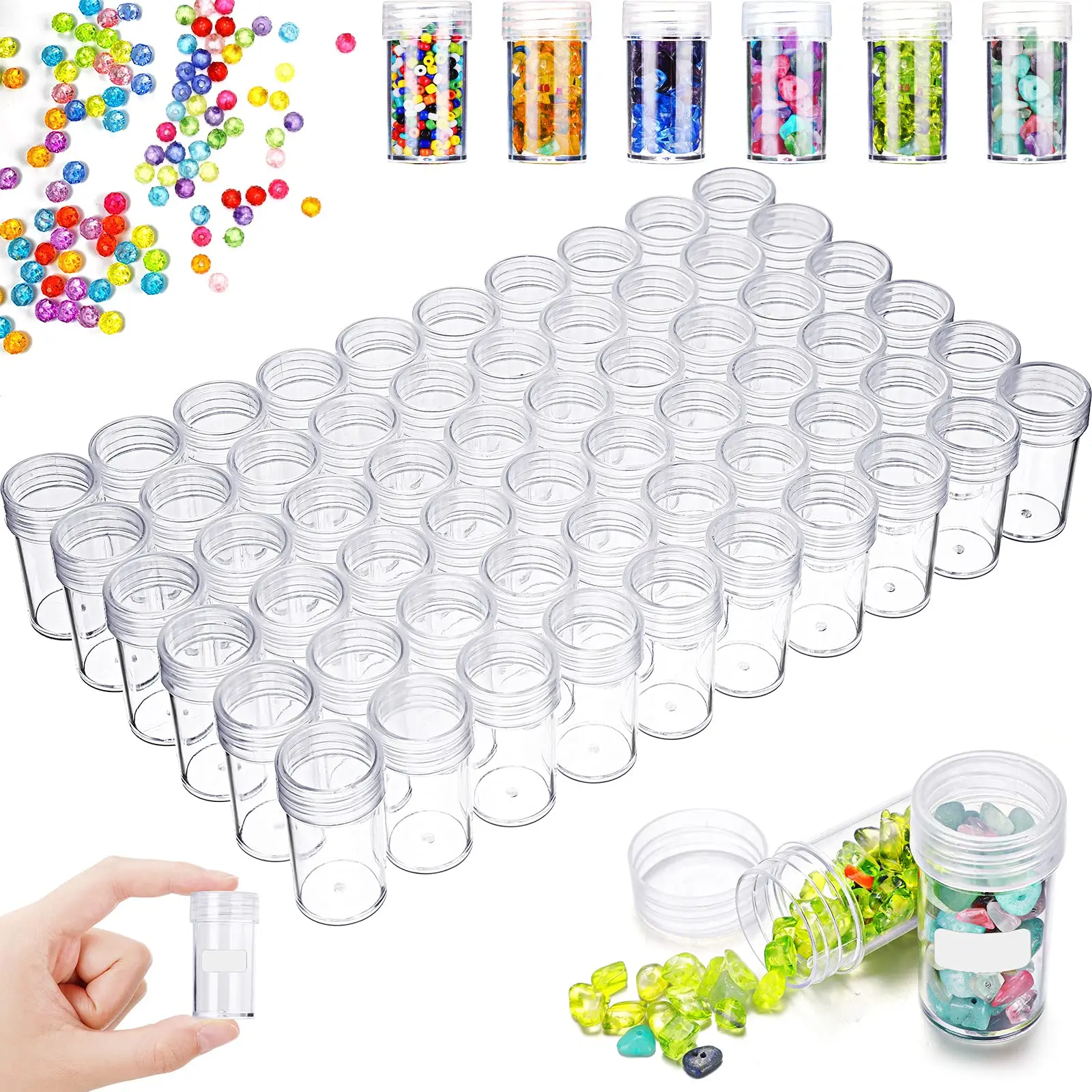 

60 Bottles Transparent Container Case 5D Diamond Painting Accessories Diamond Embroidery Beads Storage Box Organizer Tools