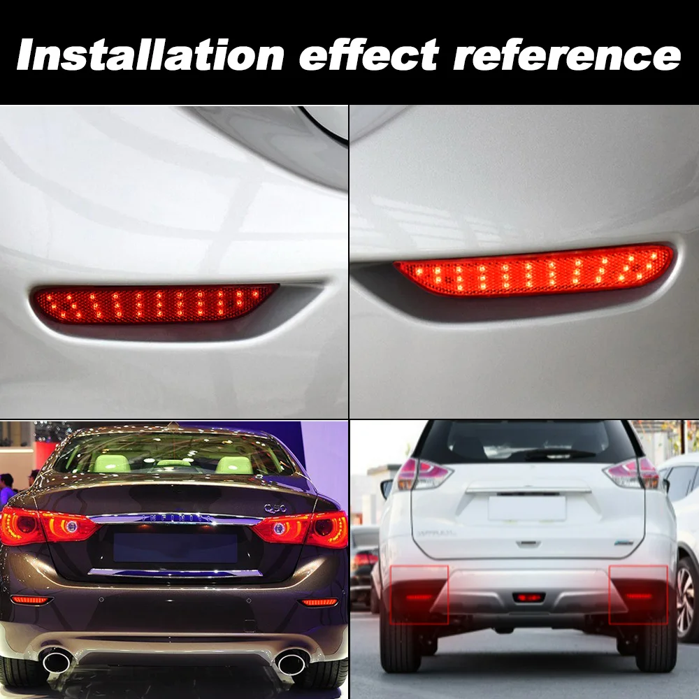 LED Rear Bumper Reflector Lights For Nissan X-trail T32 Rogue