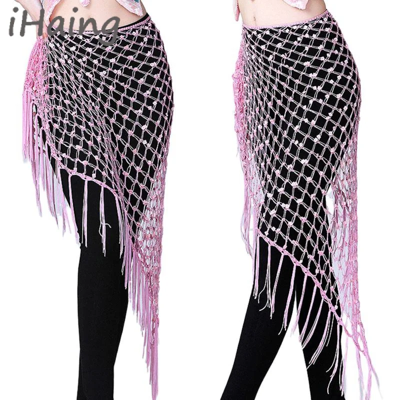 

2023 Sequins Women Belly Dance Hip Scarf Practice Lesson Wear Fringe Waist Belt Rave Outfit Wrap Towel Stage Costume Clothing