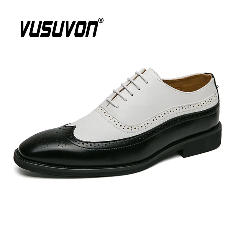 

Мужские туфли оксфорды ручной работы Wingtip, черные классические деловые туфли из спилка, броги на плоской подошве