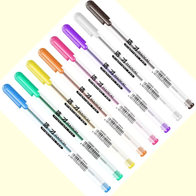 8pcs Glitter Highlighter Paint Marker Artist Art Drawing Graffiti Mark Pen Office School Supply Stationery Student Writing Tool 8pcs white marker pen 1 0mm oily waterproof plastic gel pen writing drawing white diy album graffiti pens stationery