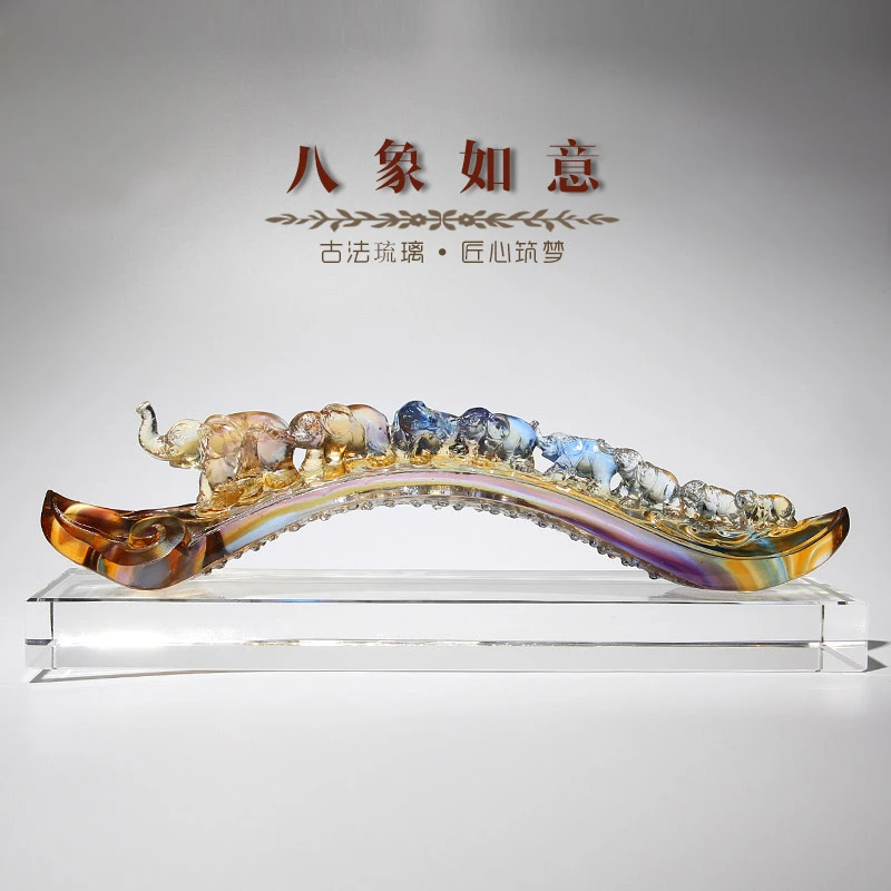 

Цветное глазурованное украшение в виде слона Ruyi для гостиной, роскошное украшение для дома