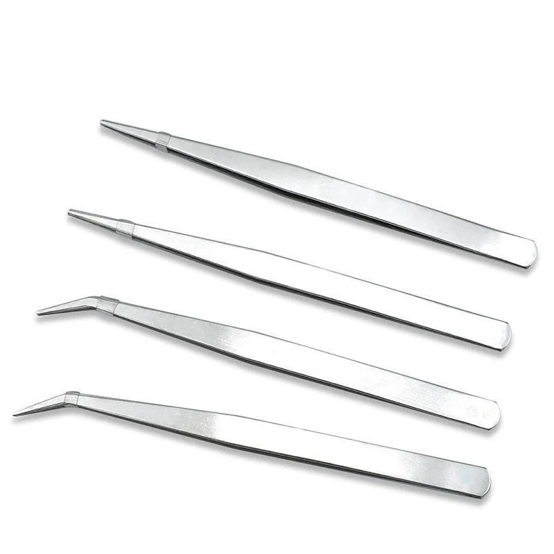 1/5pcs Stainless Steel Tweezers Repair Tools Electronic Industry Tweezers Straight Elbow Clips Epilator Precision