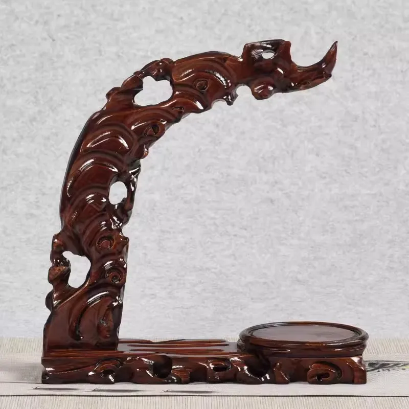 Mahogany Wood Root Carving Frame, Hanging Jade Frame, Handicraft, Solid Wood, Antique, Chinoiserie, Hair Pen Rack