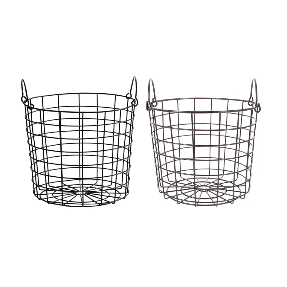MAHIONG 4 cestini portaoggetti in filo metallico, 28 x 22 x 12 cm, impilabili, per congelatore, con manico, per cucina, bagno, dispensa, armadio, armadio, congelatore, mensola
