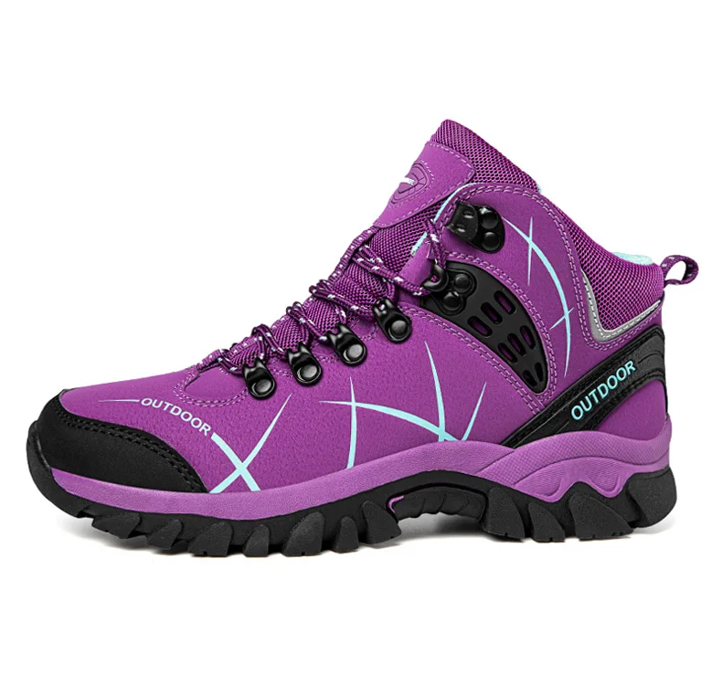 Herbst Winter Frauen Leder Outdoor Stiefeletten Wanderschuhe Trekking Berg Turnschuhe Tracking Treking Plüsch Warme – Detail 7