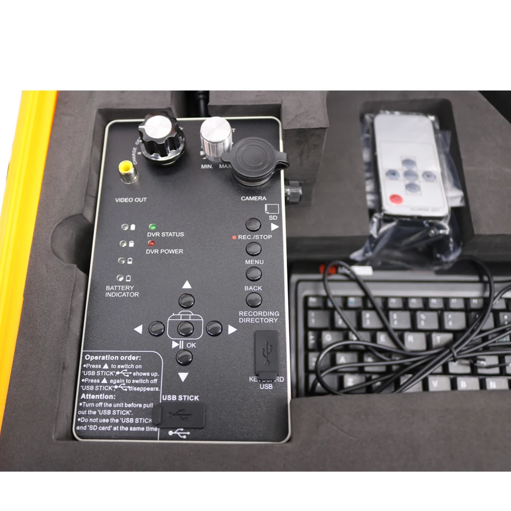 710DNLK Waterproof Pipe Inspection Camera with 7 Inch TFT Color Monitor and Keypad DVR Capable Pipe Borescope