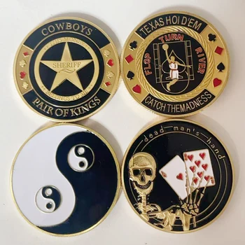 fiches da poker da casinò Monete da sfida placcate in oro da collezione con portamonete Souvenir per monete da sfida Regali originali