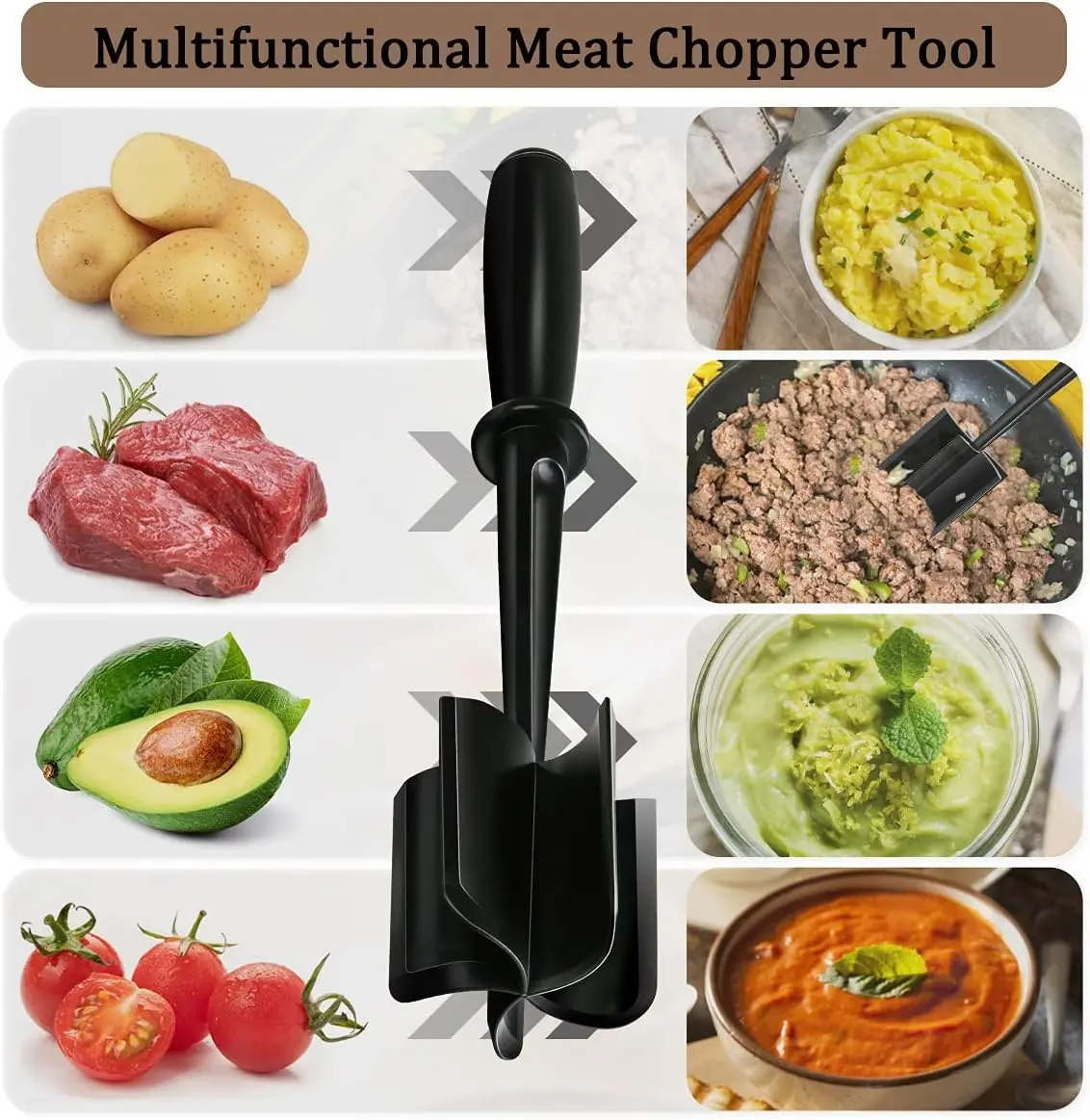 Kitchen Meat Chopper Ground Beef Masher Utensil Heat Resistant Non-Stick Hamburger Choppe Potato Masher Tool Kitchen Gadgets meat grinder