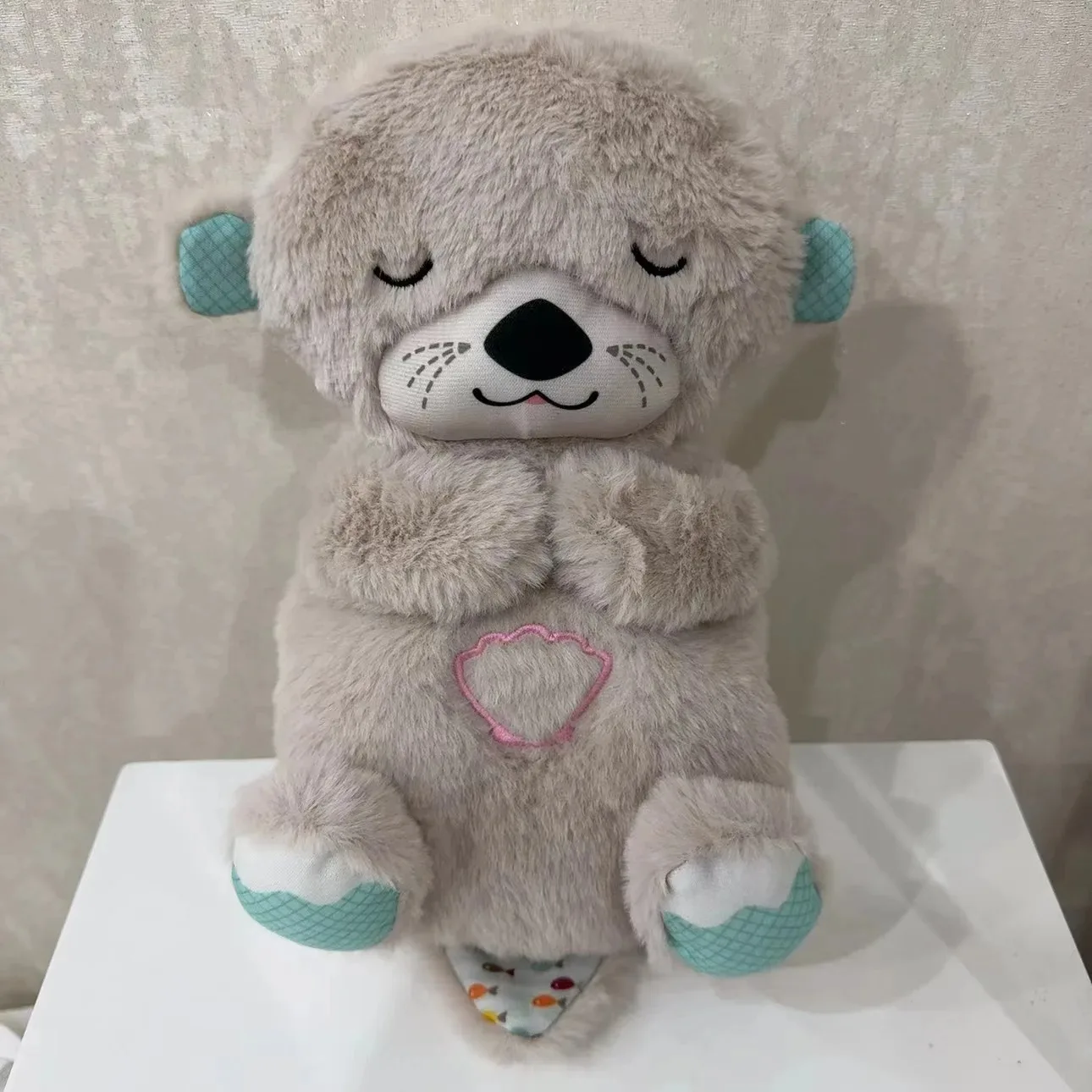Baby Breathing Bear Baby Soothing Otter Pluchen Poppenspeelgoed Baby Kinderen Rustgevende Muziek Slapende Metgezel Geluid en Licht Poppenspeelgoed Cadeau_voghion.com