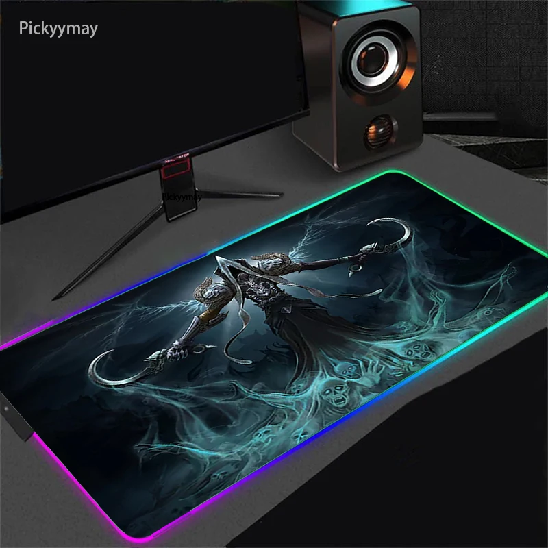 

LED Light Desk Mat XXL Computer Mousepad Diablo 3 Backlight Keyboard Cover Table Mause Gaming Mouse Pad RGB Carpet 80x30 90x40