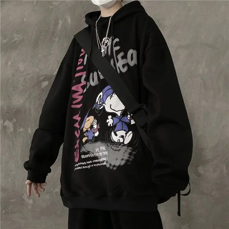 Winter New Snoopy Print Hooded Sweatshirt for Men, Loose and Lazy Style, Long Sleeved Top, Trendy Ins Couple Style Jacket