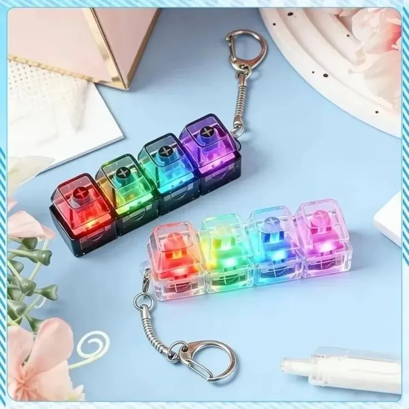 Illuminated Keyboard Keychain - Stress Relief Fidget Toy and Portable Office Decor Gift