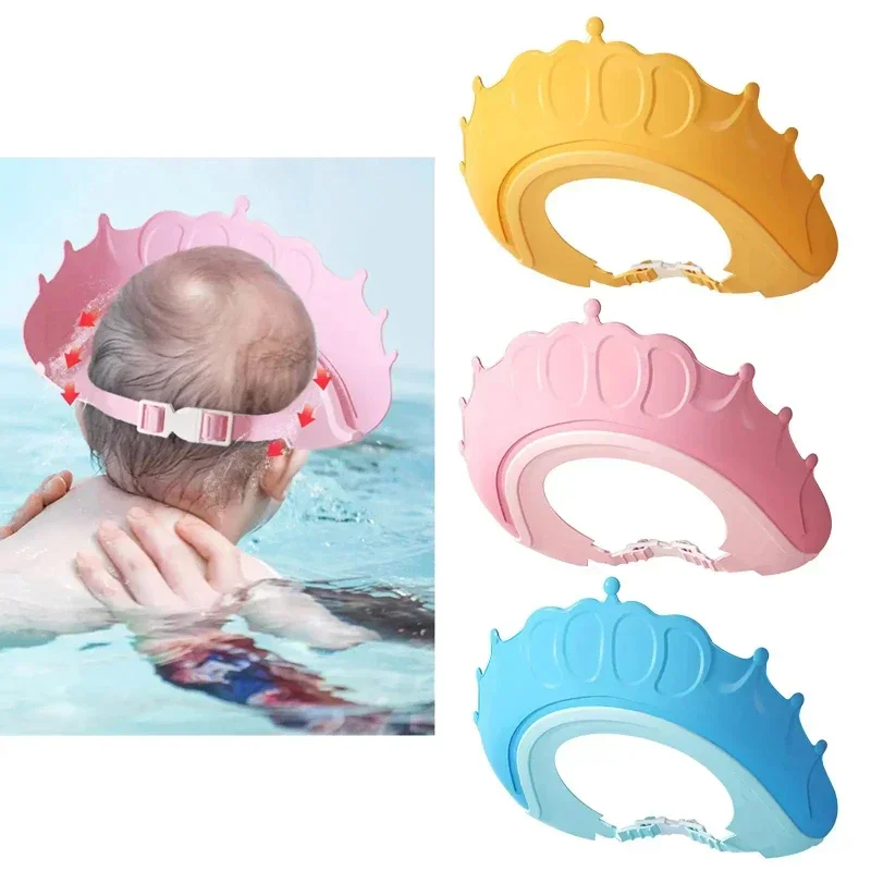Shampoo Hat Children's Bath Hat Crown, Infant Shampoo Waterproof and Adjustable Silicone Ear Protector Baby Tool
