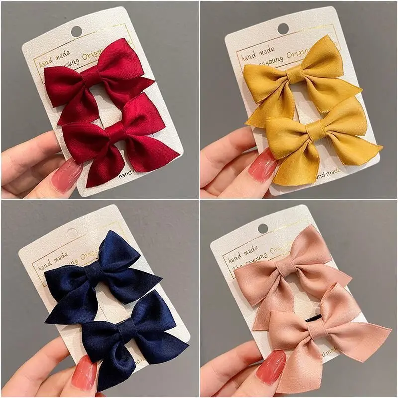 New Fashion Dot Red Bobby Pin Elegant Double Layer Bowknot Hairpins Plaid Butterfly Hair Clip For Women Girls Hair Accessories