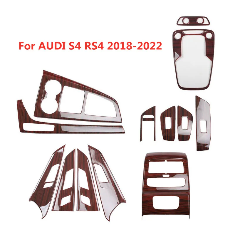 

Wood Grain Car Interior Styling Dash Gear Panel Cover Door Handle Window Control Moulding Trim for AUDI S4 RS4 2018 - 2022