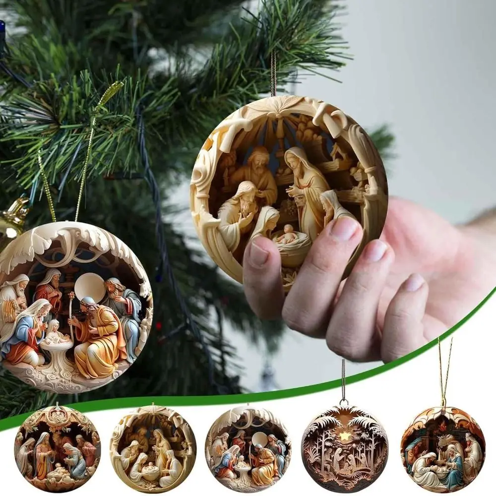 3D Painted Nativity Christmas Pendant Christmas Tree Ornaments Creative Christmas Decoration Home Decor