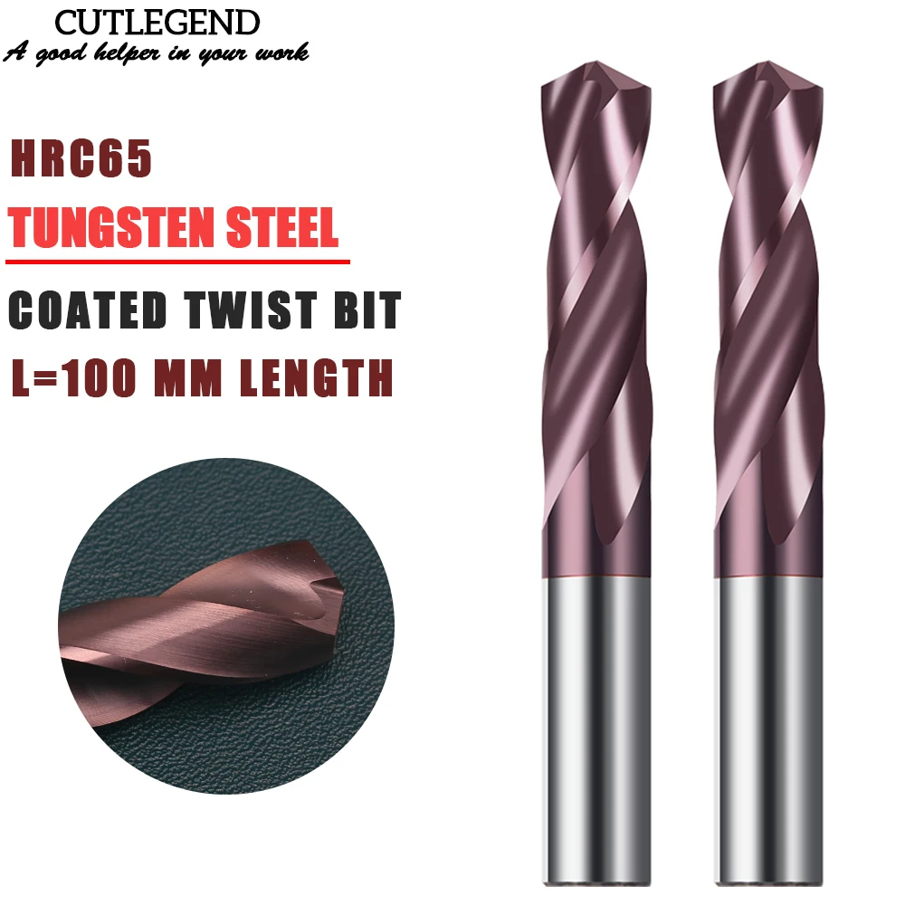 HRC65 100mm Length Carbide Drill Bit Metal Drill Bits Tungsten Steel Drills CNC Lathe Machine Alloy Drilling Tools 2.0-20mm