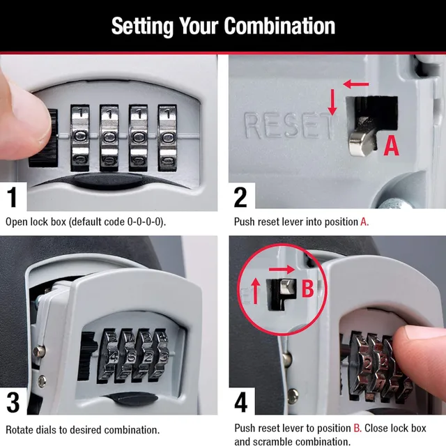 Master Lock Key Lock Box Outdoor Lock Box for House Keys Key Safe with Combination Lock Stainless Steel Password Key Box 6