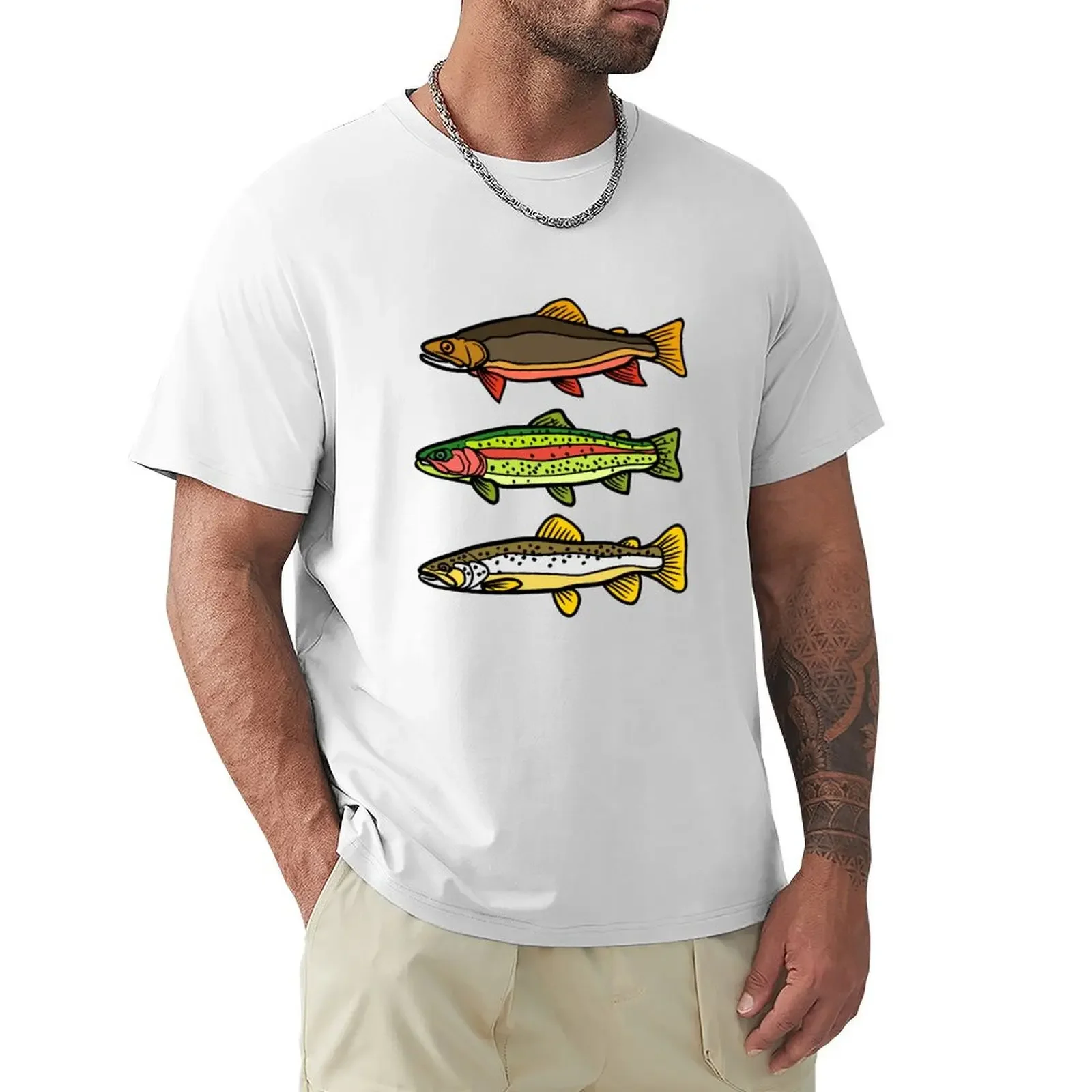 

Trout T-shirt vintage cute tops mens graphic t-shirts pack